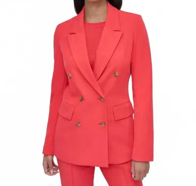 Dkny Double-breasted Peak-lapel Blazer In Watermelon Sugar In Red
