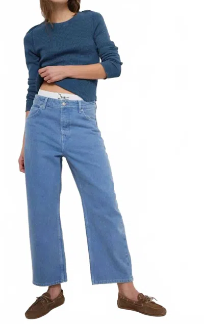 Free People Deep Trance Dropped Boyfriend Jeans In Ocean In Blue