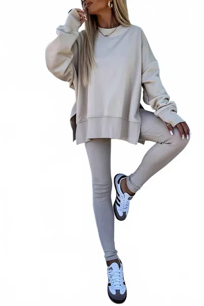 Uzwholesale Sweatshirt And Skinny Pants Set In Jet Stream In Metallic