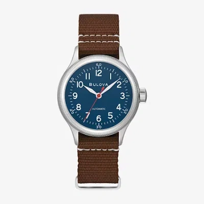 Bulova Military Hack A11 Mens Automatic Brown Strap Watch 96a282 In Multi