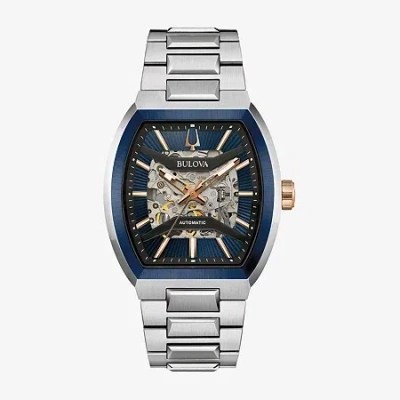 Bulova Maquina Mens Automatic Silver Tone Stainless Steel Bracelet Watch 98a319 In Multi