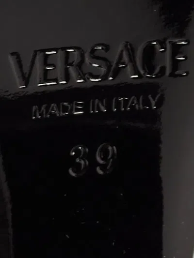 Pre-owned Versace Leather Platform Boots In Black