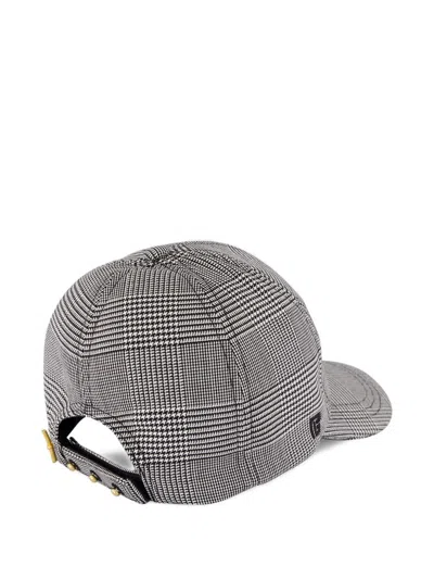 Balmain Checked Cap In Gray