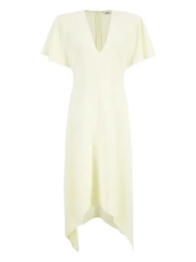 Stella Mccartney Layered Lace-trimmed Silk Crepe De Chine Midi Dress In White