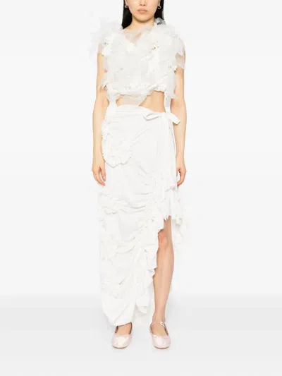 Roisin Pierce Rose Of Light Asymmetric Skirt In White