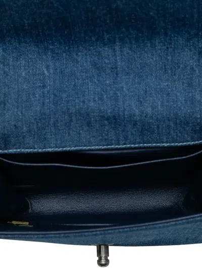 Pre-owned Chanel 2014 Small Quilted Denim And Tweed Boy Flap Crossbody Bag In Blue