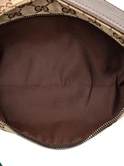 Pre-owned Gucci 2000-2015 Gg Canvas Web Double Pocket Belt Bag In Brown