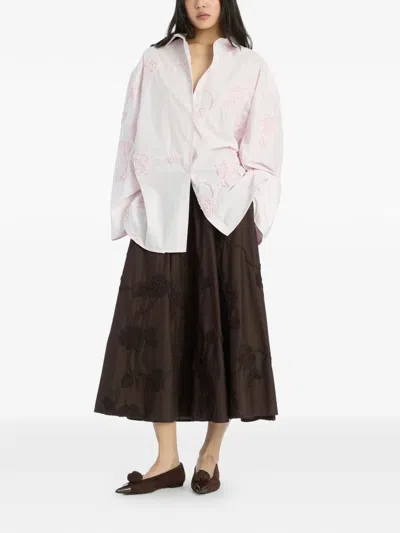 Rotate Birger Christensen Flower Oversized Shirt In Pink