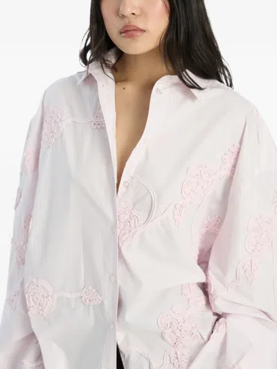 Rotate Birger Christensen Flower Oversized Shirt In Pink
