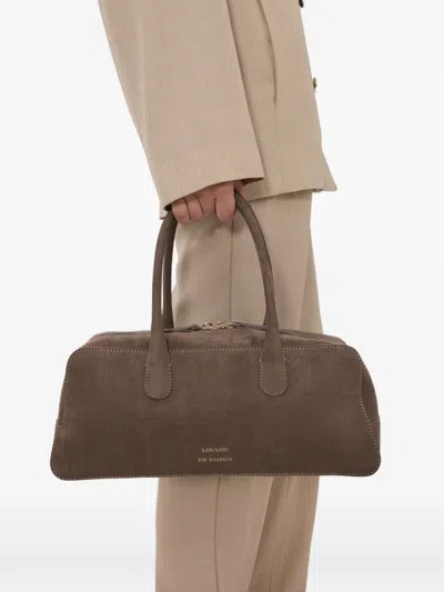 Loulou De Saison Mawi Crocodile-effect Rectangular-shape Shoulder Bag In Brown