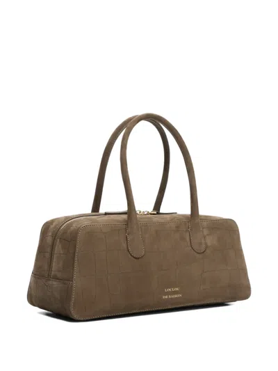 Loulou De Saison Mawi Crocodile-effect Rectangular-shape Shoulder Bag In Brown