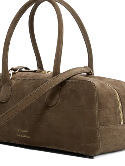 Loulou De Saison Mawi Crocodile-effect Rectangular-shape Shoulder Bag In Brown