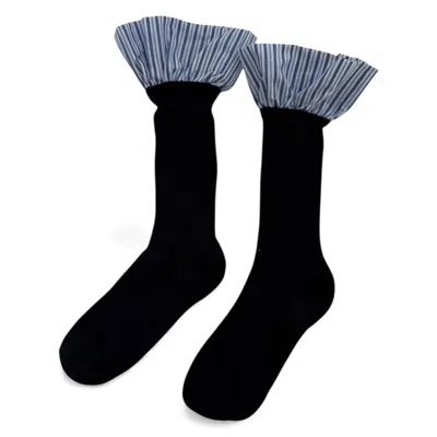 High Heel Jungle By Kathryn Eisman Women's Lauren Pinstripe Cuff Socks Blue In Blue