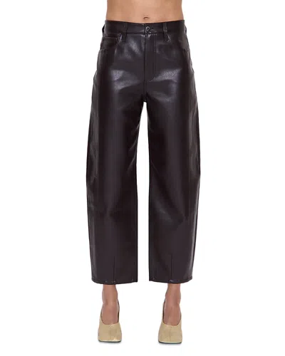 Pistola Eli High Rise Faux Leather Crop Jeans In French Roast In Black