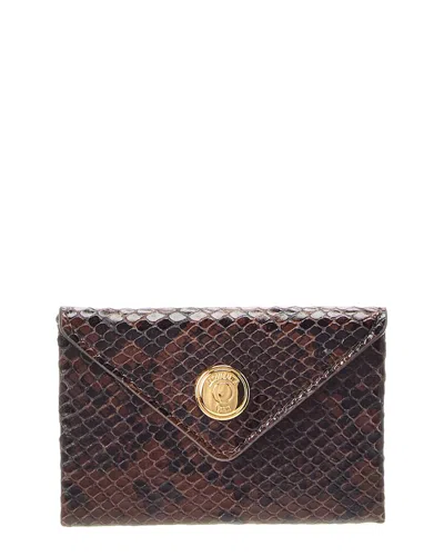 Jacquemus Snake Pattern Card Holder With Gold-tone Hardware In Brown