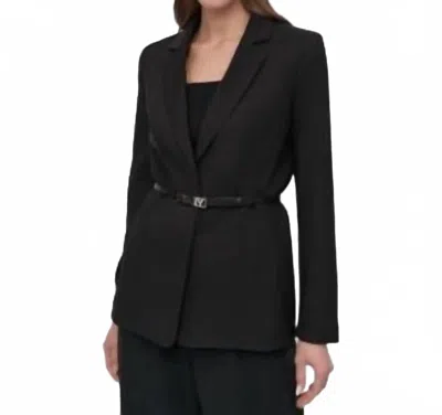 Dkny Belted 2-button Blazer In Jacket Black In Black