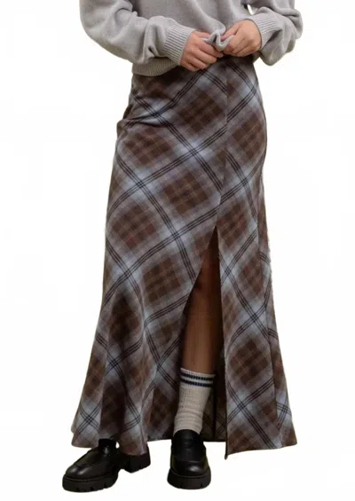 Blu Pepper The Meadow Plaid Maxi Skirt In Brown Plaid In Brown