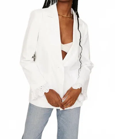 Something Navy Eyelet Cuffs Blazer In White In White