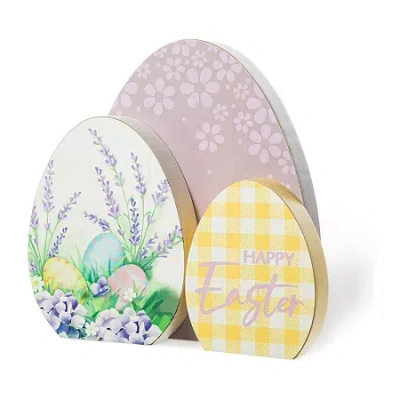 Glitzhome Wooden Eggs Easter Tabletop Decor In Multi