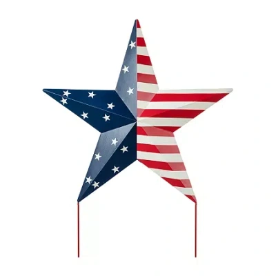 Glitzhome 30.75"h Metal Patriotic Star 4th Of July Yard Art In Multi