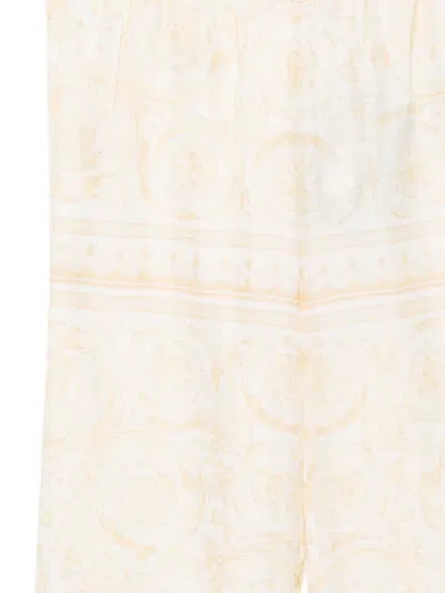 Versace Barocco Trousers In Neutral