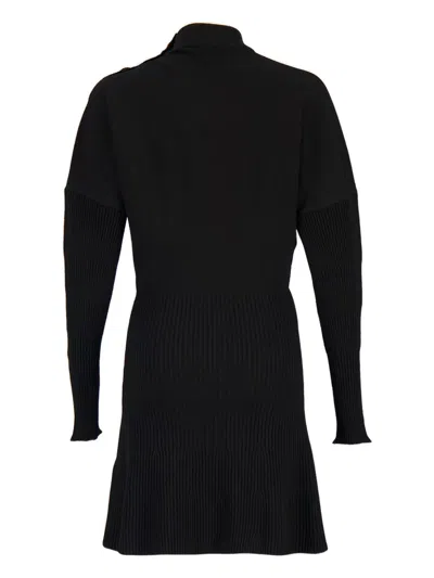 Balmain Flared Knitted Mini Dress In Black