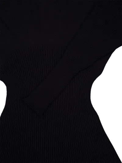 Balmain Flared Knitted Mini Dress In Black