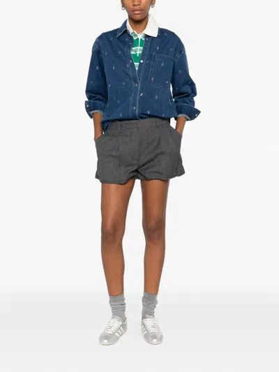 Maje Crystal-embellished Buttoned Shirt In Blue