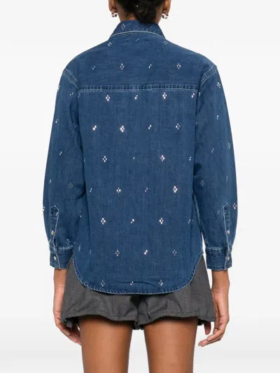 Maje Crystal-embellished Buttoned Shirt In Blue