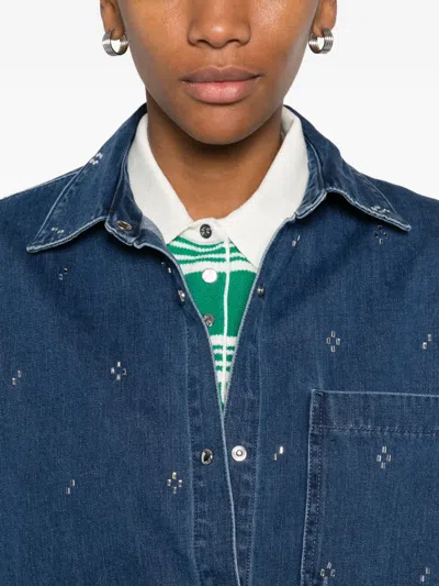 Maje Crystal-embellished Buttoned Shirt In Blue