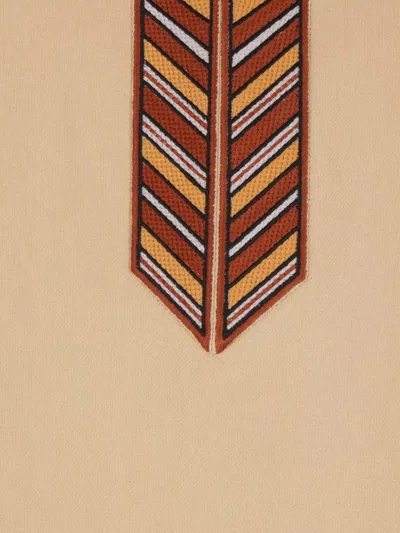 Loro Piana Tilde Embroidered Three-quarter Sleeve Maxi Dress In Neutral