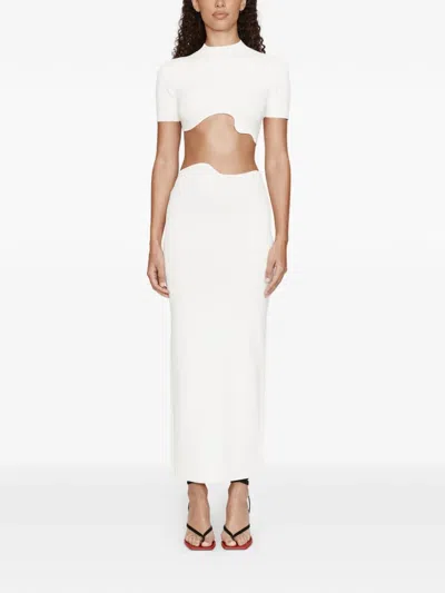 Christopher Esber Maparadita Asymmetric Jersey Crop Top In White