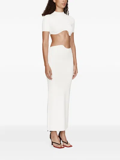 Christopher Esber Maparadita Asymmetric Jersey Crop Top In White