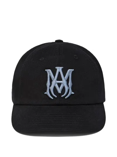 Amiri Ma Embroidered Denim Cap In Blue
