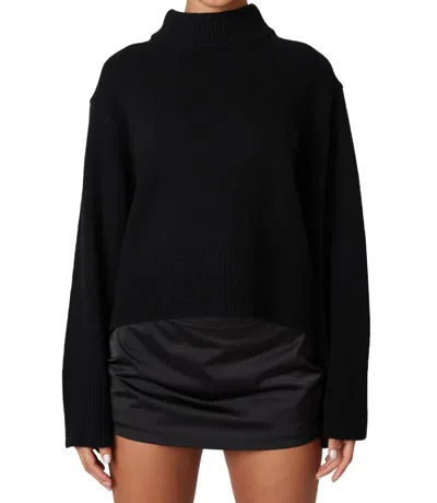 Nia Yvonne Mock Neck Cropped Sweater In Black In Black