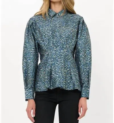 Oliphant Elizabeth Top In Navy Print In Multi