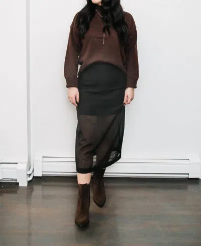 Deluc Sheer Midi Skirt In Black In Black