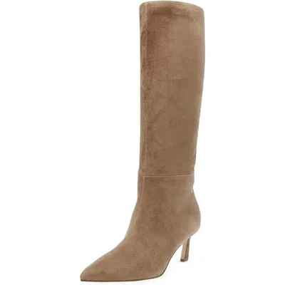Steve Madden Lavan Boots Women Oatmeal Suede Pointed Toe Kitten Heel Lion950 In Neutral