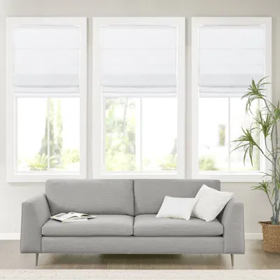 Breebe Linen Blend Light Filtering Cordless Roman Shade Natural 29x64' In Gray