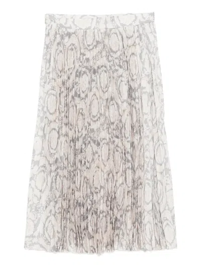 Versace Barocco Pleated Skirt In Gray