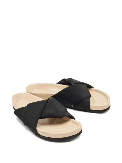 Pre-owned Celine Twist-strap Slides In Black