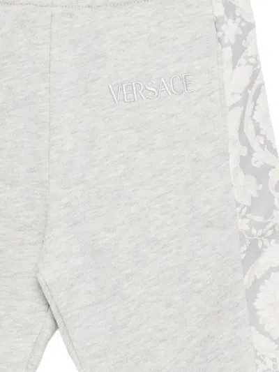 Versace Logo-embroidered Track Pants In Gray