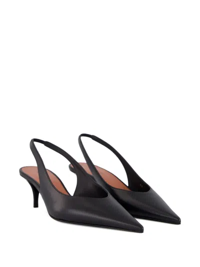 Amina Muaddi Anok Heeled Slingback-strap Pumps In Black