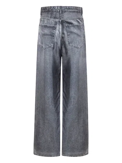 Pierre-louis Mascia Faded Faux Denim Trousers In Gray