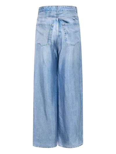 Pierre-louis Mascia Aloe Silk Faux Denim Trousers In Blue