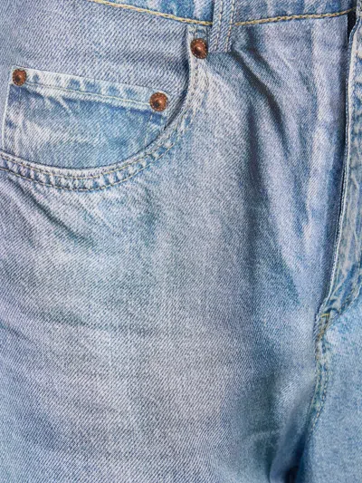 Pierre-louis Mascia Aloe Silk Faux Denim Trousers In Blue