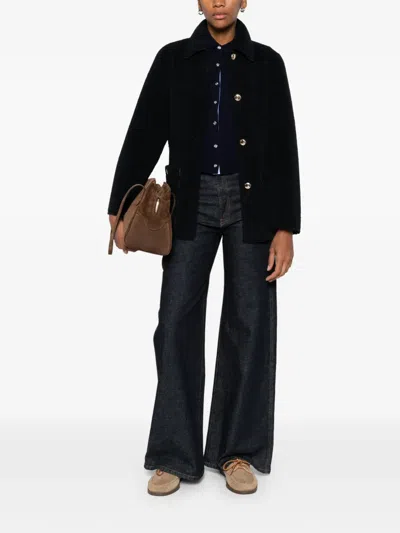 Maje Button-front Collared Cardigan In Black