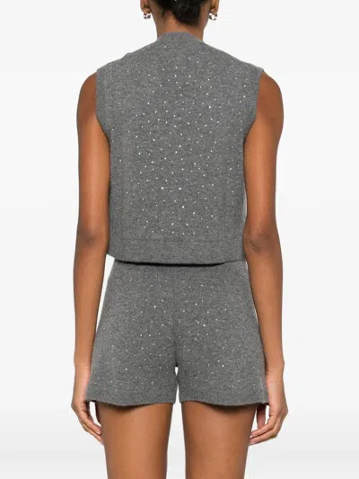 Maje Button Embellished Polo Top In Gray