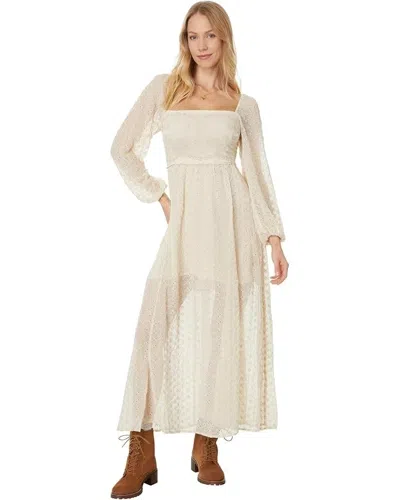 Free People Malina Maxi Dress Womens Tan Embroidered Eyelet Semi Sheer Gbo1181 In Multi