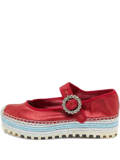 Pre-owned Marc Jacobs Suzi Mary Jane Espadrilles In Red